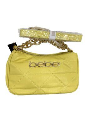 Bebe Yellow Quilted Shoulder Bag NWT Chain Strap Crossbody Y2K Trend Purse